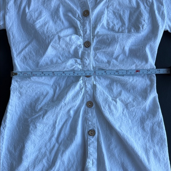 Zara Dress White Linen Blend Button-Up Shirt Size L Classic Coastal Minimalist - Picture 4 of 8